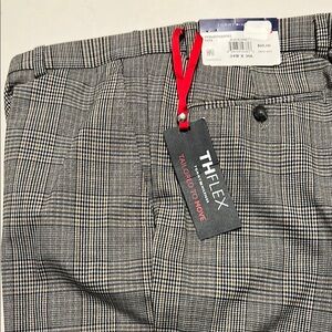Tommy Hilfiger Black and White Dress Pants with Plaid Pattern